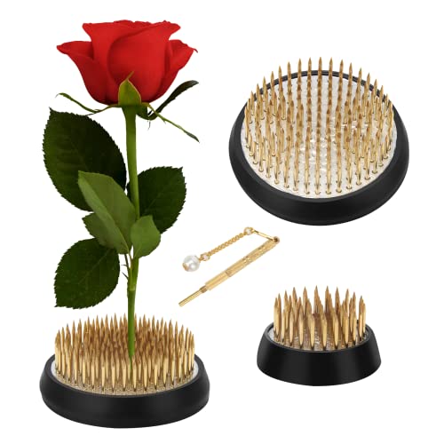 Coldairsoap 3 Pack Kenzan Flower Frog Round Frog Flower Arranger with 2-in-1 Needle Straightener for Flower Arrangement Brass Kenzan Japanese Flower Holder for Plant Decoration and Fixation