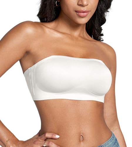 Image of DEANGELMON Strapless Bras for Women Non-Slip Silicone Bandeau Seamless Tube Top Bralette Comfy Non Padded Stretchy Stylish
