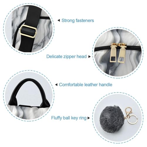 Mochila antirrobo con rayas de mármol: protección y estilo con pompón 6