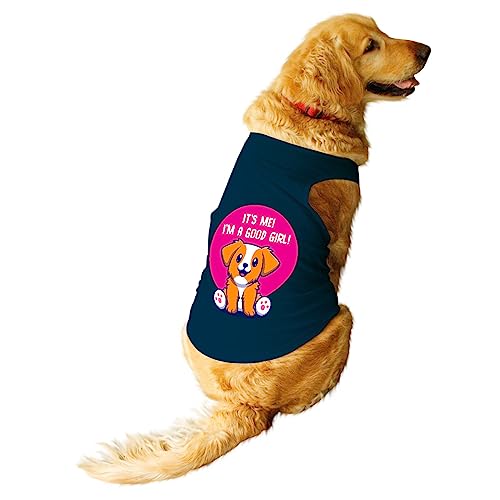 Image of Ruse I m a Good Girl Printed Dog Round Neck Sleeveless Vest Tank T-Shirt /Tees Apparel /Clothes /Tees Gift for Dogs (Navy /XL (Retrievers, Labs etc.)