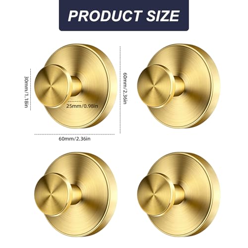 Reusable Suction Cup Hooks for Shower, Drill-Free Wall Hooks (4, Gold) - image 7
