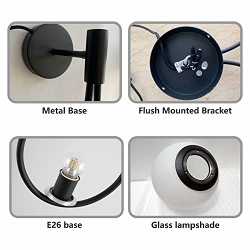 Kco Industrial Black Wall Light Plug In 2-Light Glass Globe Wall Sconce Metal Wall Sconce Vintage Wall Light Fixture For Kitchen Bedroom Bathroom Living Room(Black Plug 2 Pack) #TOP2