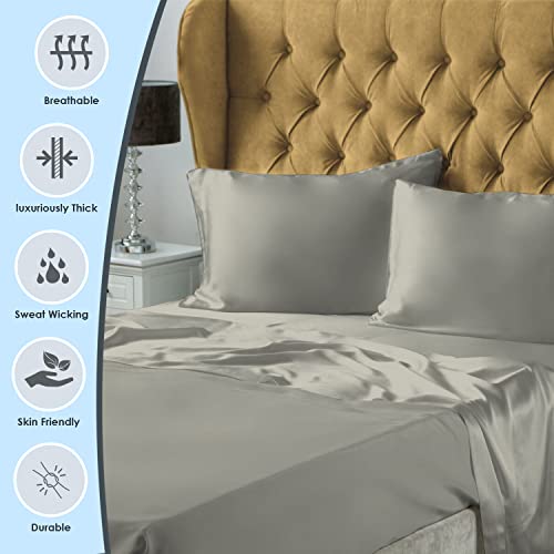 Pizuna Luxurious Cotton Housewife Pillowcases 2 Pack Silver 48x74cm - Image 2