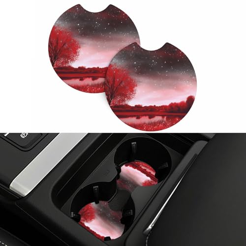 Portavasos para carro 2 unidades diseño cielo estrellado rojo miniatura 7