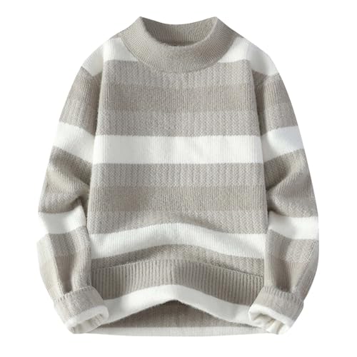 Men's Striped Color Block Knit Sweater, Long Sleeve Crewneck Stretch Knitwear Fall Winter Warm Pullover Sweaters2