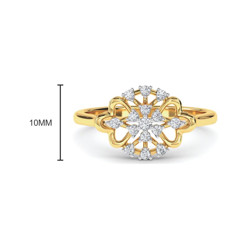 Image of KISNA 14k / 18k Real Gold & Diamond Ring | Diwali, Rakhi Rakshabandhan Gift for Sister /Bhabhi /Women | With Certificate of Authenticity & BIS-Hallmarked Gold Jewellery | Shantel Ring