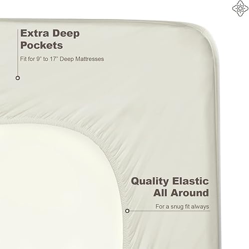 Miniatura 3 de Bioweaves Sábana bajera ajustable 100% algodón orgánico, tejido percal de 300 hilos, certificado GOTS, con bolsillo profundo, color percal