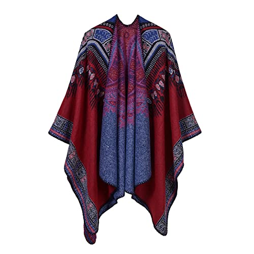 Vintage Women's Shawl Wrap Poncho Ruana Cape Cardigan Sweater Open Front for Spring Fall Winter