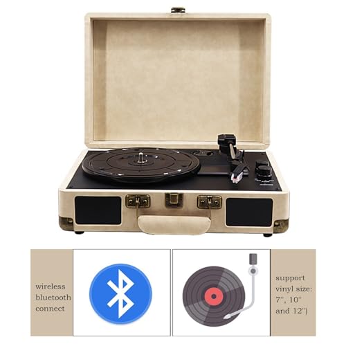 Tourne-Disque Vinyle avec Haut-parleurs Valise Portable Tourne-Disque à 3 Vitesses Bluetooth intégré Platine Vinyle à entraînement par Courroie avec arrêt Automatique, Prise auxiliaire/RCA/Casque - Les Beatles, Paul McCartney, John Lennon, RIngo Starr, George Harrison Tourne-Disque Vinyle avec Haut-parleurs Valise Portable Tourne-Disque à 3 Vitesses Bluetooth intégré Platine Vinyle à entraînement par Courroie avec arrêt Automatique, Prise auxiliaire/RCA/Casque – Image 4