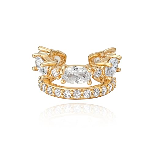 WEARON Ear Cuff Earrings for Women, Ear Cuffs Non Piercing, 14K Gold Plated Jewelry Zircon Diamond Turquoise Earrings Hypoallergenic Jewelry Gifts for Woman