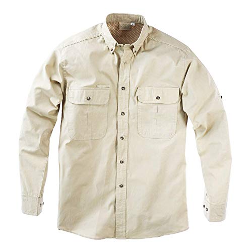 Vent Back Adventure Long Sleeve Shirt for Men, 100% Cotton - Stone - X-Large