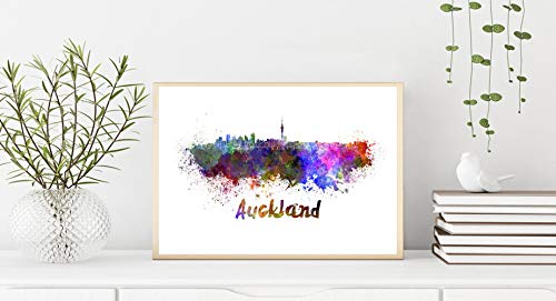 Auckland Skyline en Acuarela Papel Acuarela 20x30 Inches Cover
