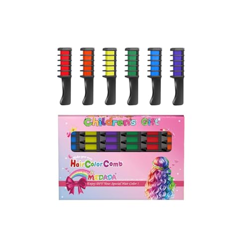 Hair Chalk for Girls, MSDADA Hair Spray Colour for Kids, Temporary Hair Color Dye for Kids Gifts for Girls Washable Kids Hair Dye for Birthdays Christmas Makeup(Red+Orange+Yellow+Green+Blue+Purple)