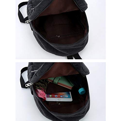 Rhfemd Women Vintage Rucksack Corduroy Backpack School Bag Casual Computer School Travel Handbag Rucksack - Image 2