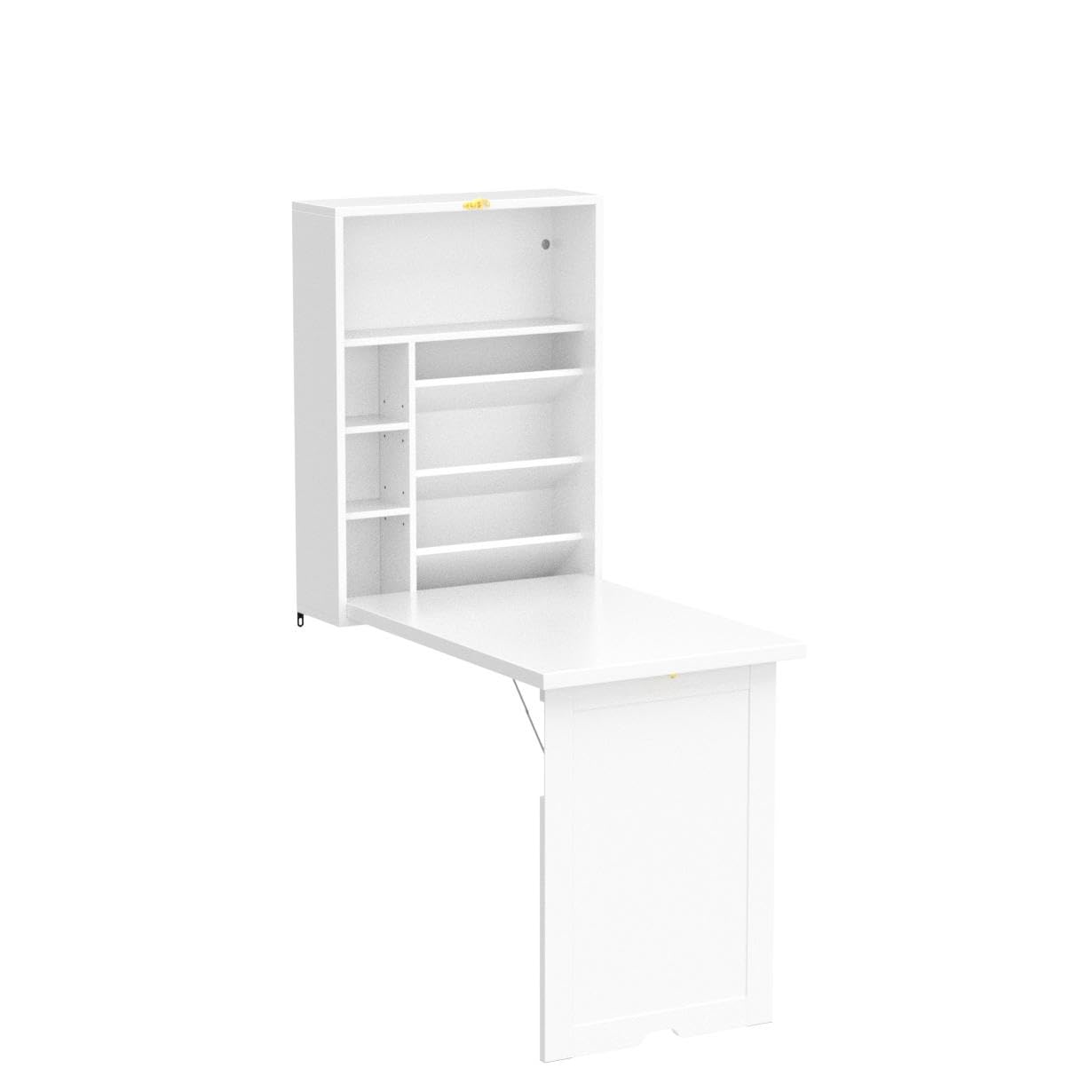 COSTWAY Wandklapptisch mit Stauraum, klappbarer Wandtisch, platzsparender Wand Klapptisch, Schreibtisch Esstisch für Esszimmer Wohnzimmer Küche (Weiß)