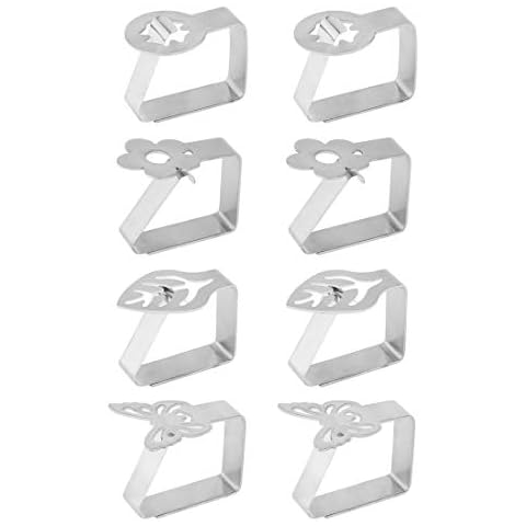 Tompig SenPuSi Tablecloth Clips 8Pcs Outdoor Stainless Steel Metal Table Cloth Holders Decorative Table Cover Clamps for Table Cloth Placemat Outdoor Use Home Picnic BBQ Wedding Party Cover