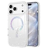 GaoBao - Carcasa compatible con iPhone 17 Pro con purpurina, compatible con Magsefe, funda de protección para cámara magnética a prueba de golpes de TPU fino, transparente, transparente