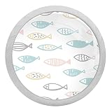 4 Lot de boutons meuble Fluorescence pour tiroir avec vis en verre cristal cuisine, placard, salle bain mignon, bonhomme allumette, poisson
