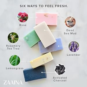 ZAAINA All Natural Soap - Moisturizing Soap Bars for Men, Women & Teens, Handmade Bath & Body Soap with no Harsh Chemicals, Made from Pure Oils, Butter and Essential Oils - Pack of 6 Soaps ZAAINA All Natural Soap Moisturizing Soap Bars for Men Women Teens Handmade Bath Body Soap with no Harsh Chemicals Made from Pure Oils Butter and Essential Oils Pack of 6 Soaps