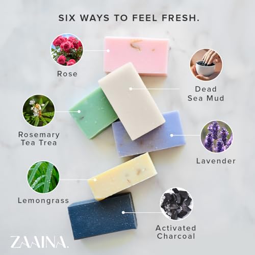 ZAAINA-All-Natural-Soap-Moisturizing-Soap-Bars-for-Men-Women-Teens-Handmade-Bath-Body-Soap-with-no-Harsh-Chemicals-Made-from-Pure-Oils-Butter-and-Essential-Oils-Pack-of-6-Soaps ZAAINA All Natural Soap Moisturizing Soap Bars for Men Women Teens Handmade Bath Body Soap with no Harsh Chemicals Made from Pure Oils Butter and Essential Oils Pack of 6 Soaps