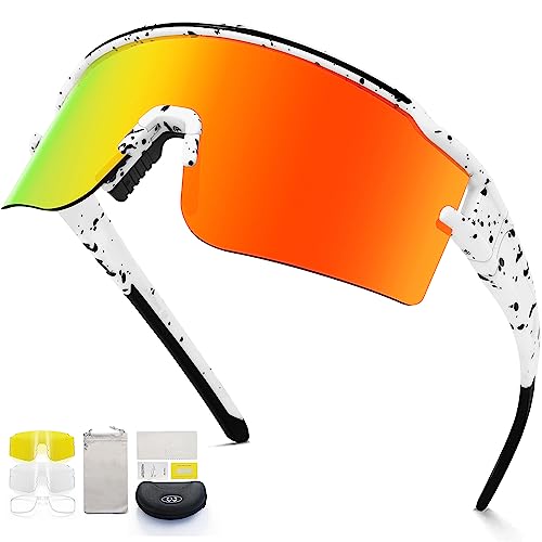 Fmy Polarized Sports Sunglasses For Men Women With 3 Interchangeable Lenses,Uv Protection Mtb Baseball Cycling Glasses #TOP9