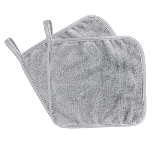 2pcs Reusable Makeup Remover Cloth Microfibre Face Cleansing Cloths,Make Up Remover Cloth,20*20cm Microfiber Flannel Towel Muslin Face Cloth Erase Your Face Makeup Remover Pad for Gym,Spa &Trave,Grey