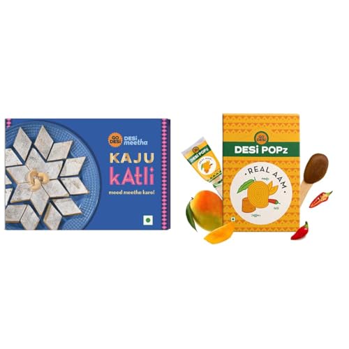 Image of GO DESi Classic Kaju Katli 200 grams & Real Aam Popz 40 Pieces Combo