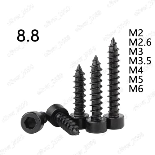Tornillos autorroscantes negros hexagonales 100pcs M2.6 x 16mm miniatura 2