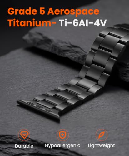 Image of Grade 5 Titanium Watch Band for Apple Watch Ultra 3 /2 /1 49mm & Series 11 /10 46mm, No-Tool Adjustable with Small Links, DLC Anti-Scratch Butterfly Clasp Metal Bands for Men,CRNS03-PRO