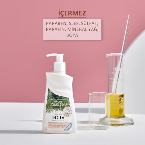 INCIA%100 Doğal Sıvı Kastil Sabunu Hassas Ciltler İçin Zeytinyağlı 10 Bitkisel Değerli Yağ Vegan 250