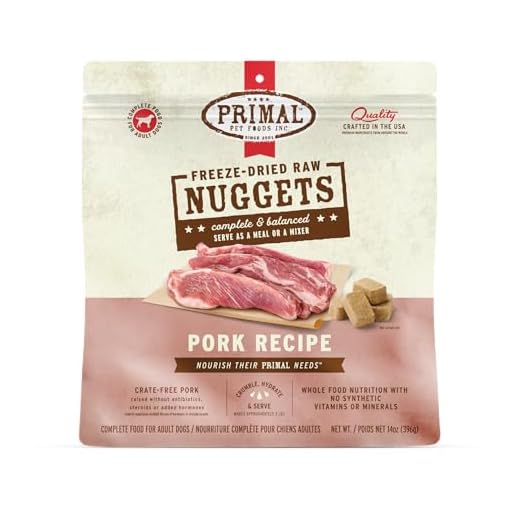 Primal Freeze Dried Raw Dog Food Nuggets, Pork, Complete & Balanced Meal, Also Use as Topper or Treat, Premium, Healthy, Grain Free, High Protein Raw Dog Food, 14 oz