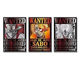 poster a tema anime one piece wanted, con rufy ace sabo, stampa artistica da parete, poster da appendere, decorazione per la famiglia, 20 x 30 cm