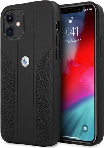 BMW BMHCP12SRSPPK Étui de Protection en Cuir pour iPhone 12 Mini 5,4" Noir
