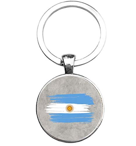 Portachiavi Vetro - Bandiera Argentina, Argento