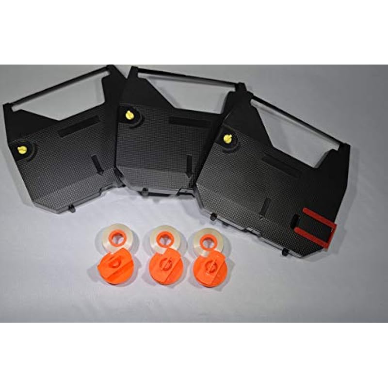 Compatible Typewriter Ribbons & Correction Tape Spools for Brother AX10, AX15, SX4000, GX6750 Typewriters. Includes 3 Black Typewriter Cassettes and 3 Lift Off Correction Spools