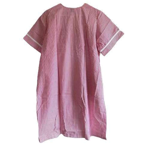 Image of AmeriMark Women Calf-Length Snap Front Knit Duster House Coat Robe - Loose-Fitting Plush Bathrobe - Short Sleeve Bath Robe