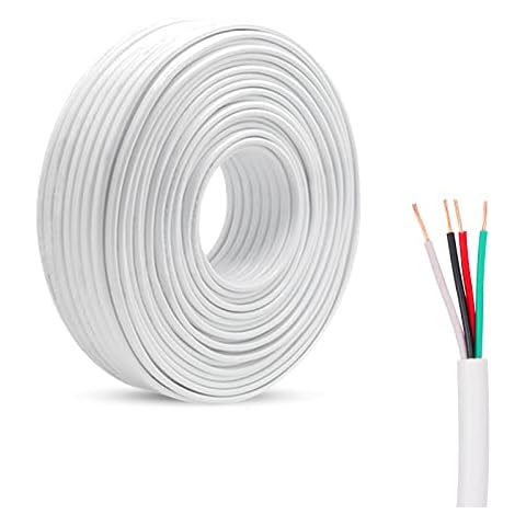 inodiref 10 Meter 28AGW Electrical Wire, 4 Core White Round PVC Electrical Cable, Low Voltage DC Flexible Copper Extension Cable, Outer Diameter 3MM, for Installing Low-Power Appliances Cover