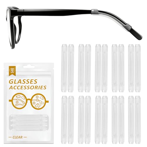Image of YR Soft Silicone Eyeglasses Temple Tips Sleeve Retainer, Anti-Slip Elastic Comfort Eyeglass Ear Grippers for Eyeglasses Sunglasses Reading Glasses Eyewear, 10 Pairs Clear