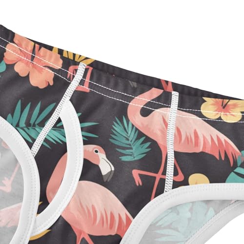 KLL Pink Flamingos on Black Background Little Boys Cotton Athletic Underwear Cute Children Undies4