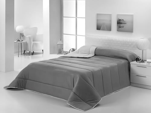 Purpura Home Edredon Nordico Cama 90 para Invierno y Entretiempo. Compatible con Funda Nordica. Relleno Microfibra Tacto Pluma Ligero Reversible. Calidad 300 gr. Color Gris/Gris Oscuro