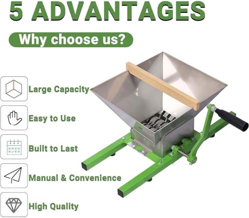 Stainless Steel Fruit Crusher & Manual Juicer Grinder with Handle for Wine & Cider Pressing - Portable Fruit Scratter & Pulper for Home Use