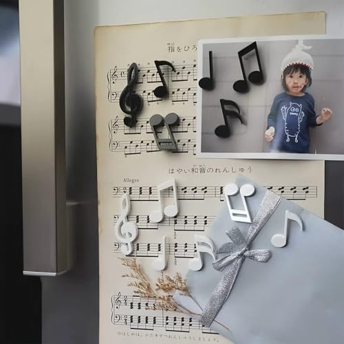 Set de 12 imanes decorativos con notas musicales para nevera miniatura 5