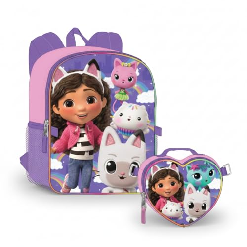 Fast Forward Gabbys Dollhouse 16 Backpacks With Lunch Bag - Licensed Characters Kids Schoolbag