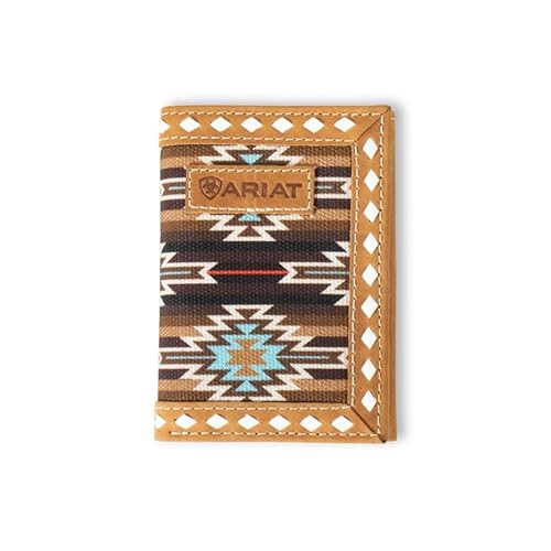 ARIAT Trifold Southwest Diamond Lace Wallet, Brown