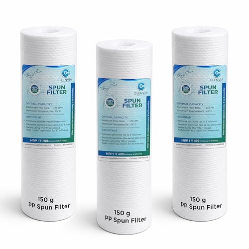 Image of 10 Inch 5 Micron PP Spun Sediment Filter for Water Purifier - 3 Pack | 150g High-Density | Food-Grade Material | Universal Fit | Compatible with 10 Inch Pre-Filter Housing