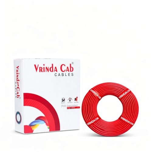 Image of VRINDA Red 4mm 90 Meter Electrical Wire | FR PVC Insulated Heavy-Duty CCA Copper Cable for Home, Office & Industrial Wiring | Durable & Safe Performance