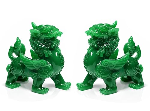 Pareja de estatuas decorativas Feng Shui Pi Yao verde