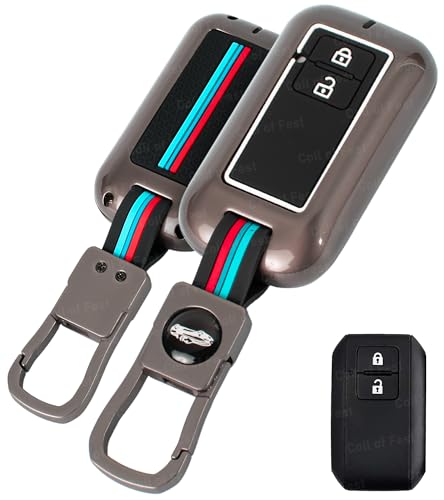 Image of Coll of Fest Metal Silicon Key Cover Compatible with Maruti Suzuki & Toyota, Baleno, Swift, Dzire, Brezza, Fronx, Grand Vitara, XL6, Ertiga Celerio, Ignis, Glanza, Hyryder Rumion 2 Button