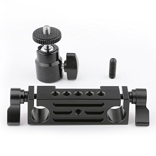 Camvate 15 mm rod clamp con adaptador de zapata y mini rótula negra para flash 4