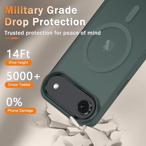 Image of YENAPOON for iPhone Air Case, Matte Magnetic Phone Cover [with 1 Screen Protector] [Support for MagSafe] [Shockproof Military Grade Protection] Translucent Frosted Back, Gray